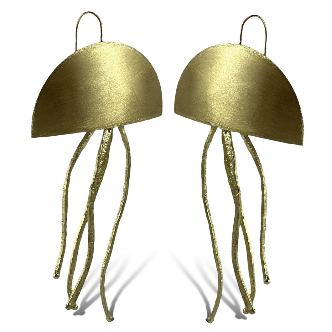 Orecchini pendenti medusa in bronzo dorato