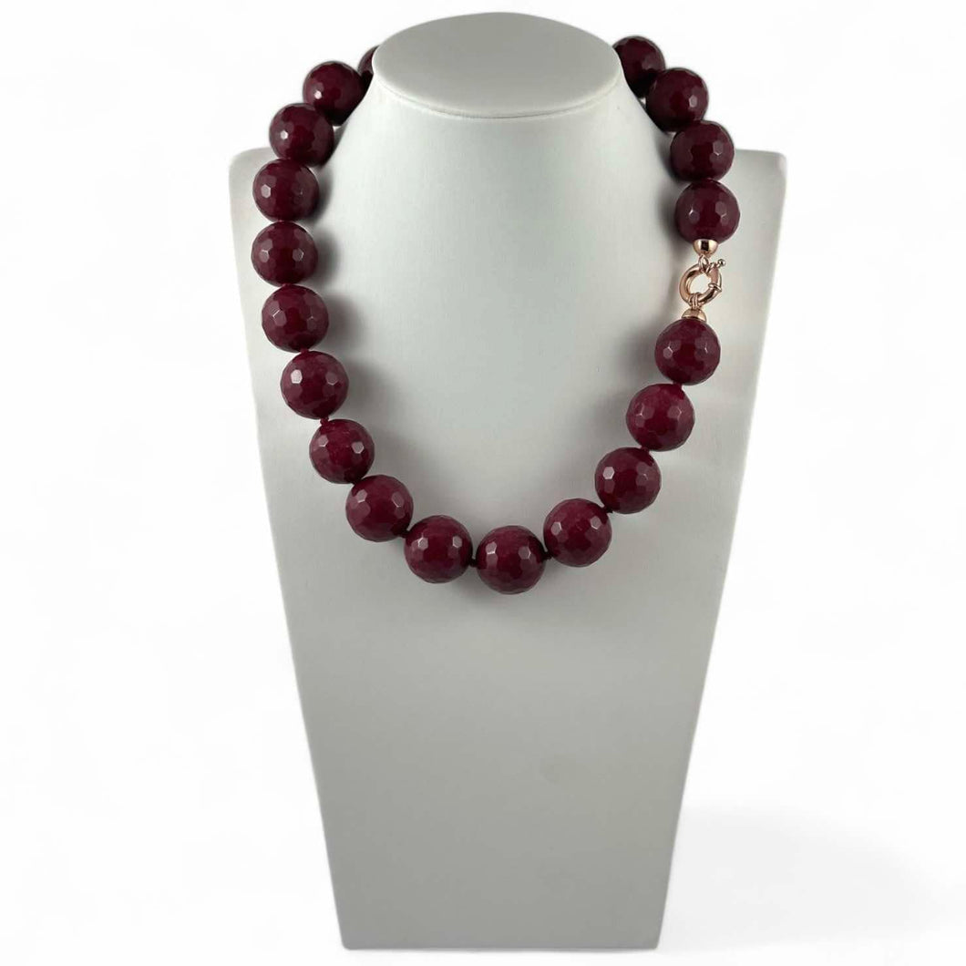 Collana girocollo in argento rosa con giada rubellite